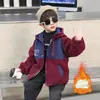 Chaqueta Gruesa de Bloques de Color de Coral para Niños de Otoño e Invierno con Forro Polar Adicional y Engrosamiento para Niños y Niñas Chaqueta Cálida Parte Superior de Lana de Cordero