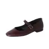 Zapatos Mary Jane de Piel de Oveja con un Botón para Mujer, Planos de Tacón Bajo, Nuevos de Otoño Zapatos de Tacón Retro de Piel Genuina Redondos para Mujer 40