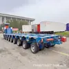 Exportação de Semirreboque de Plataforma Baixa Grande, Veículo de Transporte de Plataforma Plana Multi-Eixos, Semirreboque de Plataforma Tipo Gancho de Pescoço de Ganso