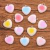 Cor mista 17x18mm DIY resina acessórios duas cores amor pingente charme pingente acessórios colar bagagem