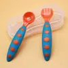 Ventas Directas de Fábrica Juego Combinado de Cuchara y Tenedor de Dos Colores para Bebé Cubiertos para Alimentos Complementarios de Bebé Cuchara de PP Cubiertos para Salir