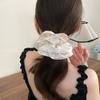 Lujo Ligero y Exquisito Diadema de Polka Dot de Doble Capa Plisado para Recoger el Cabello con Flor Rizada para Cola de Caballo Cuerda para el Cabello Banda de Goma de Alta Gama para Mujeres