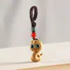 Chaveiro Pingente Esculpido em Sândalo Verde Signo Serpente Decoração de Bolsa para Casal Masculino e Feminino Corrente para Celular Fofa