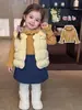 Conjunto de Invierno Cálido Estilo Dulce para Niñas Chaleco de Plumas Lindo con Cuello de Encaje Ropa Interior Ropa Coreana para Niños