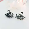 Brincos Coloridos com Gradiente de Cisne Moda Estilo Japonês e Coreano Novos para Meninas Brincos Agulha de Prata 925 Zircônia Pato Frito Bijuterias