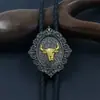 Collar de Cabeza de Toro Transfronterizo con Goteo de Aceite Aleación de Zinc Corbata de Lazo de Cuero Corbata Bolo Moda Unisex Corbata Bolo Collar