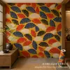 Impresión UV adhesivo para pared Pegatina de pared Rojo azul amarillo abanico plegable Fondo de pared impresión personalizada al por mayor