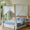 Set de Algodón de Cuatro Piezas Rayado Azul Denim de Gama Alta para Todas las Estaciones Funda de Edredón de Algodón Puro Sábanas Ropa de Cama Doble para B&B