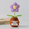 Flor de Tricô de Energia Positiva Transfronteiriça Planta em Vaso Produto Acabado Fio de Lã Flor de Simulação Ornamento de Mesa Boneca de Cartão de Mão