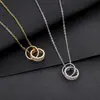 Nuevo Collar Colgante Anillo de Doble Capa de Circonita para Hombre, Joyería Personalizada de Lujo Ligero de Gama Alta, Accesorios de Moda, Sencillos y Versátiles
