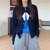 Cárdigan de punto con patrón de rombos para mujer, estilo coreano, reductor de edad, colección otoño 2026, talla grande, corte holgado, versátil abrigo suéter