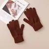 Luvas à Prova de Frio 100% Lã Pura Cor Sólida Outono e Inverno Tricotadas à Prova de Vento Unissex Luvas Quentes