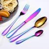 Vajilla de acero inoxidable 1012 directa de fábrica juego principal de cuatro piezas Cuchillo mágico, tenedor y cuchara vajilla portátil regalo juego de vino