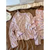Conjunto de Pijama Modal Rosa Floral para Menina 2026 Primavera e Outono Novo Manga Longa Calça Longa Roupa de Casa Adequado para Sair