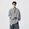 Sudadera con media cremallera de diseño deconstruido americano para hombre, talla grande, bonita chaqueta tipo jersey, marca de moda de invierno, ropa de hombre de alta gama