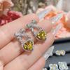 Brincos de moda estilo francês camélia, luxo, brilhante, dourado, amarelo, diamante, banhado a 18K, temperamento super fada, todos os tipos de brincos para jantar