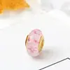Huiyue joyería nueva serie larga Flor de Durazno accesorios para pulsera cuentas de vidrio flor agujero grande hilo cuentas de cristal