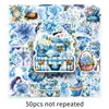 50 Adesivos de Jardim Azuis, Designs Florais Frescos, Estilo Delicado, Adequados para Decoração de Diário, Capa de Celular, Papelaria e Podem Ser Usados com Resina