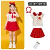 Disfraces de Presentación para Niños de Preescolar, Disfraces de Baile Rojos con Puntos Florales, Disfraces de Porristas para Niños y Niñas