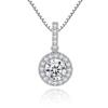 Colar Feminino Banhado a Platina Europeu e Americano Diamante Mosan Sintético Quilate Luxo Redondo Pedra Colorida Pingente