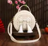 Guofeng Bolso Bordado Hecho a Mano DIY Nuevo Estilo Chino Joker Bolso Redondo Pequeño Bolsa de Material Bolso Cruzado Bolso de Hombro Único para Mujeres