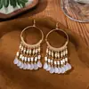 Pendientes de Aro Bohemio con Borla de Cuentas para Mujer, Pendientes Largos Hechos a Mano con Cuentas de Estilo Étnico, Viaje a Yunnan Tíbet