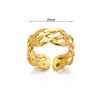 Anillo de Acero Inoxidable con Apertura de Línea Cruzada Estilo Étnico Retro Temperamento Chapado en Oro Real Anillo de Acero de Titanio