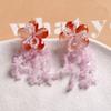Zhen Tu Xiaohongshu Laço Franja Flor Gradiente DIY Grampo de Cabelo Feito à Mão Acessório de Cabelo Brincos Materiais