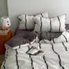 2026 Nuevo Juego de Cama de Cuatro Piezas a Cuadros Grado Madre e Hijo Juego de Tres Piezas con Funda Nórdica y Sábana de Algodón Lavado Retro