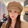 Gorra de Boina Estilo Japonés para Mujer, Otoño e Invierno, Versátil, de Lana, Visera Solar, Adelgazante