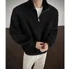 Nova Blusa de Moletom Masculina Primavera 2026 Estilo Retrô Americano com Meio Zíper e Gola Alta Tecido Pesado Modelagem Solta Jaqueta Casal para Homens