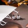 Aretes de Lazo de Zirconia Estilo Coreano, Pequeños Frescos y Dulces Imprescindibles para Chica, Diamante Ins Aretes Simples de Exportación