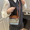 Bolso para Teléfono Móvil Tejido de Paja Transfronterizo 2025 Estilo Nuevo Simple y Moderno Bolso de Hombro Cruzado de Colores Arcoíris Billetera Tejida Versátil
