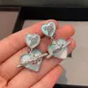Brincos de Coração Azul Planeta Europeus e Americanos para Mulheres, Luxo Acessível da Moda Design de Nicho Esmalte Óleo Pingando Brincos de Duas Formas