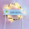 Cartão de Bolo de Aniversário Criativo com Luz Decoração Mori Guirlanda de Rattan Cor de Bandeira Romântica Estrela de Cinco Pontas Plug-in