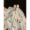 Pijama azul con manchas de cachorro estilo japonés para mujer, conjunto de dos piezas de cárdigan con shorts de manga corta para verano, ropa casual para el hogar para niñas