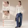 Ropa interior térmica de otoño e invierno para mujer, capa base sin costuras, top de otoño calentado y engrosado, capa base de Tencel Lyocell, top térmico para mujer
