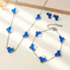 Conjunto Popular de Joyería de Acero Inoxidable Transfronterizo: Collar, Pulsera, Juego de Pendientes, Juego de Trébol de Cuatro Hojas de Acero de Titanio, Accesorios de Joyería