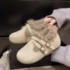 Sapatos Birkenstock slip-on peludos com sola grossa e aumento interno de 5 cm de altura, coleção outono/inverno 2026, sapatos de algodão pelúcia quentinhos e forrados com fleece
