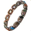 Pulsera Magnética de Turquesa Transfronteriza Europea y Americana Pulsera Magnética Creativa Retro Cepillada de Cobre Rojo Aleación de Zinc Pulsera de Pareja