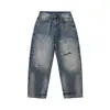 Ropa Vintage Otoño 2025 Retro Americano Jeans Desgastados Bordados para Hombre con Diseño Único Pantalones Rectos Modernos