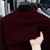100% lana pura, cuello semi-alto, suéter de lana grueso para hombre, nueva colección otoño/invierno 2026, suéter de punto casual y cálido
