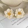 Pendientes de resina con flores de Corea del Sur, diseño de nicho, combinables con todo, de moda, ligeros, de lujo y de alta gama.
