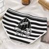 Estilo Japonés Sencillo Blanco y Negro Lindo Dibujo Animado Estilo Coreano Ropa Interior para Niñas Cintura Media Cadera Transpirable Triángulo Ropa Interior para Mujeres