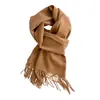 Bufanda grande de color liso, gruesa, de tacto cachemir artificial, con flecos, para otoño e invierno, transfronteriza, en stock, premium, doble propósito, estilo de exportación europeo y americano