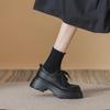Zapatos de Cuero con Cordones Estilo Británico para Mujer 2026 Nuevos de Primavera y Otoño Negros de Suela Gruesa Antideslizantes Versátiles Mocasines para Mujer