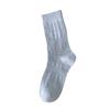 Calcetines Tubo de Malla Hueca Floral Blanco Crema para Mujer, Verano Delgados Transpirables Modernos Color Sólido Slouch Socks