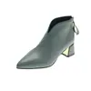 Nuevas Botas Cortas de Mujer para Otoño/Invierno 2026 con Tacón Grueso, Punta Fina, Cierre Trasero, Botines de Tobillo Versátiles y Modernos