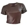 Kikuu Transfronterizo Rusia Aliexpress 2026 Amazon Top Corto Sexy Camiseta de Cuero Sintético 4 Colores Ebay