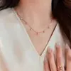Collar de Aliento de Bebé Chapado en Oro Rosa Romántico Retro Francés Cadena de Clavícula de Diamante Galaxia Brillante de Lujo Simple para Mujer